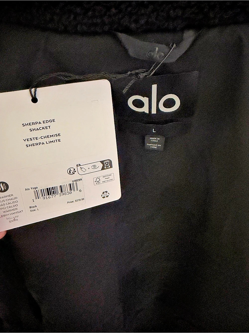 ALO Yoga Sherpa Edge Shacket Black NWT Size L